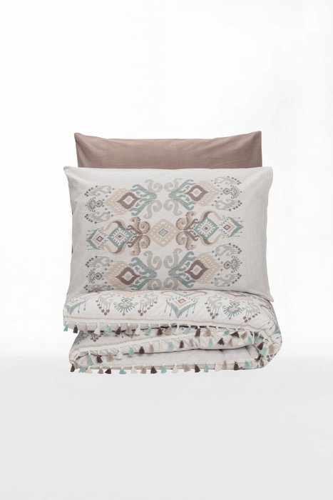 L'essentiel linge de maison Asilo - Brown Juego de Fundas para Edredón Doble Ranforce, Blanco y Marrón L'essentiel linge de maison Asilo - Brown Juego de Fundas para Edredón Doble Ranforce, Blanco y Marrón